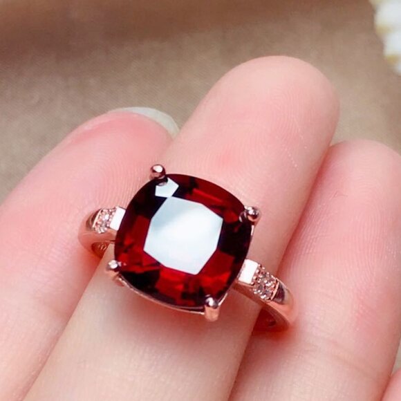 Luxurious Women’s Rose Gold Plated Ruby Ring - Picture 3 of 4